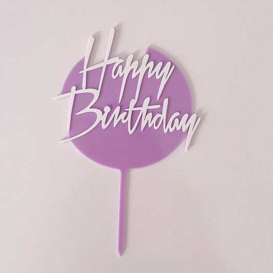 Acrylic Happy Birthday Topper Double Layer Various Colous
