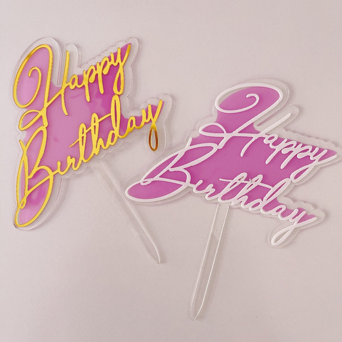 Acrylic Happy Birthday Topper Double Layer Various Colours