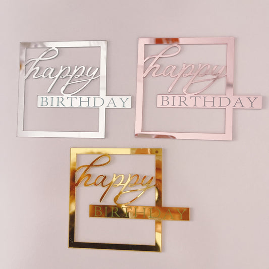 Square Happy Birthday Acrylic Fropper in Various Colours