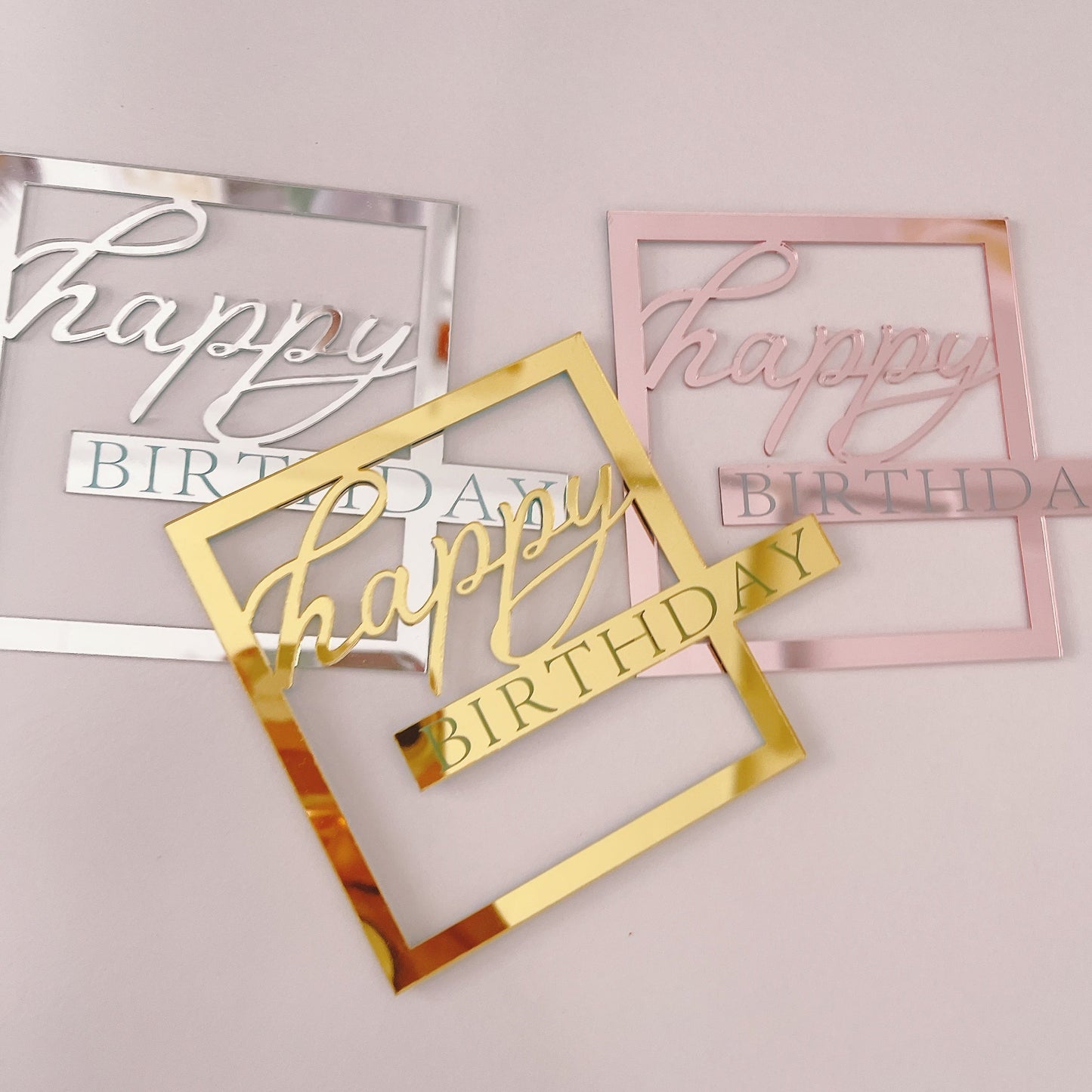 Square Happy Birthday Acrylic Fropper in Various Colours