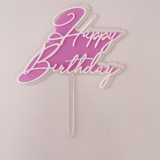 Acrylic Happy Birthday Topper Double Layer Various Colours