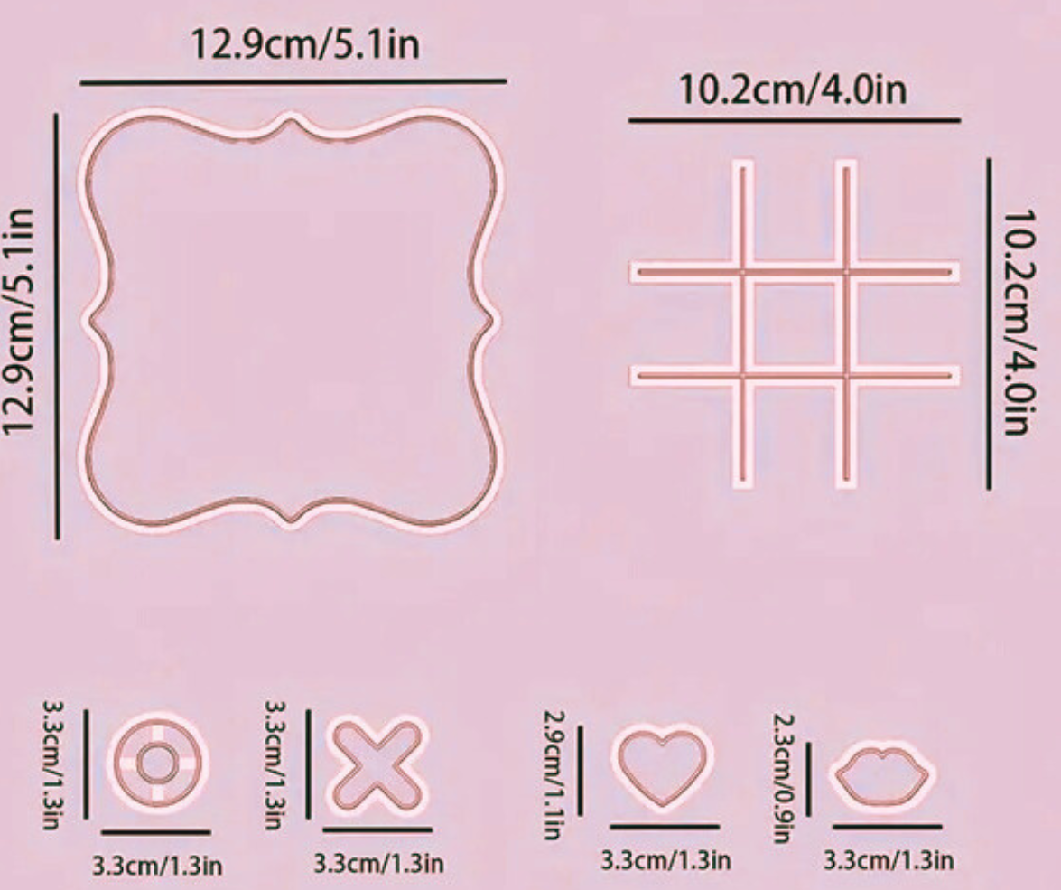 Valentines Tic Tac Toe - Naughts and Crosses Cookie Cutter