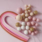 Rainbow and Cake Ball Cake Topper Decorations Set - Neutrals and Pink - 33 Pieces