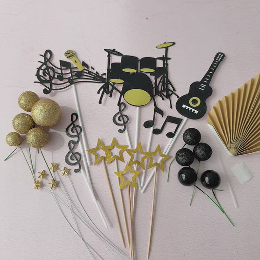 Music Drum Cake Topper Decorations Set - 29 Pieces