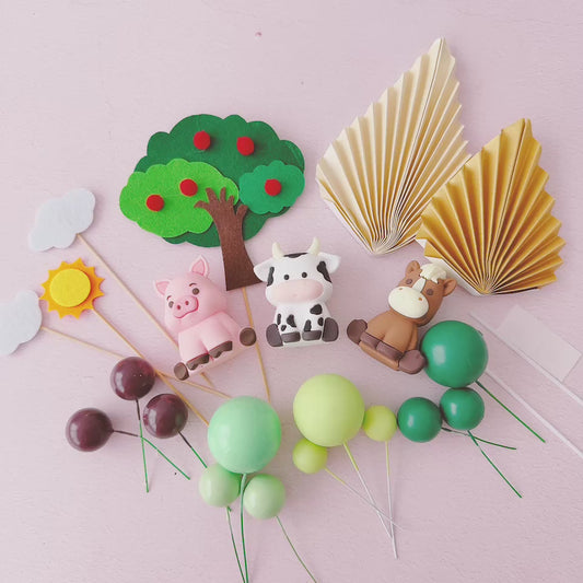 Farm Animal Cake Topper Decorations - 21 Pieces
