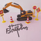 Digger Construction Site Cake Topper Decorations Set - 7 Pieces