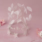 White Butterflies and Pearl Crown Cake Topper