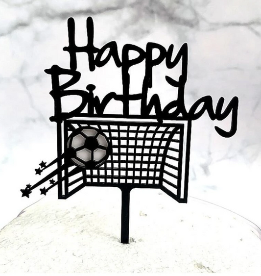 Black Soccer Acrylic Cake Topper