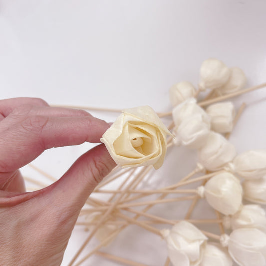 Sola Wood Rose Bud with 20cm Natural Reed Stick Topper