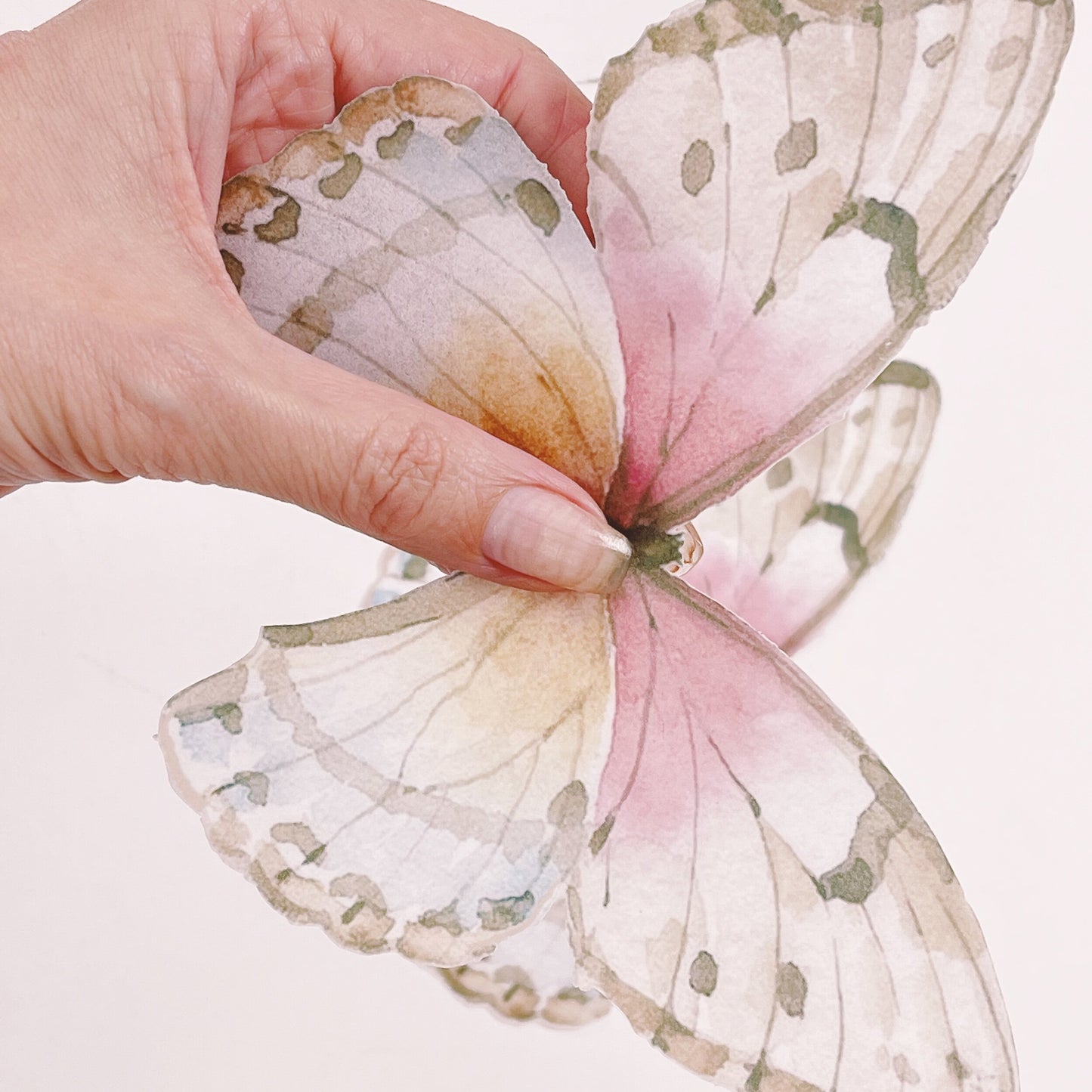 Giant Wafer Paper Butterflies Jessica in Neutral and Soft Pastels - Set of 2