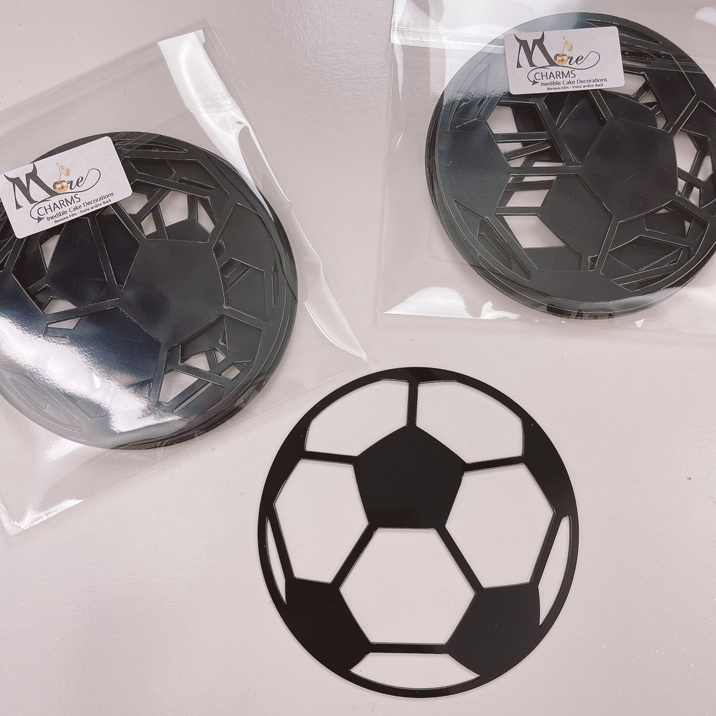 Black Acrylic Soccer Ball Topper/Fropper 10cm Pack of 6