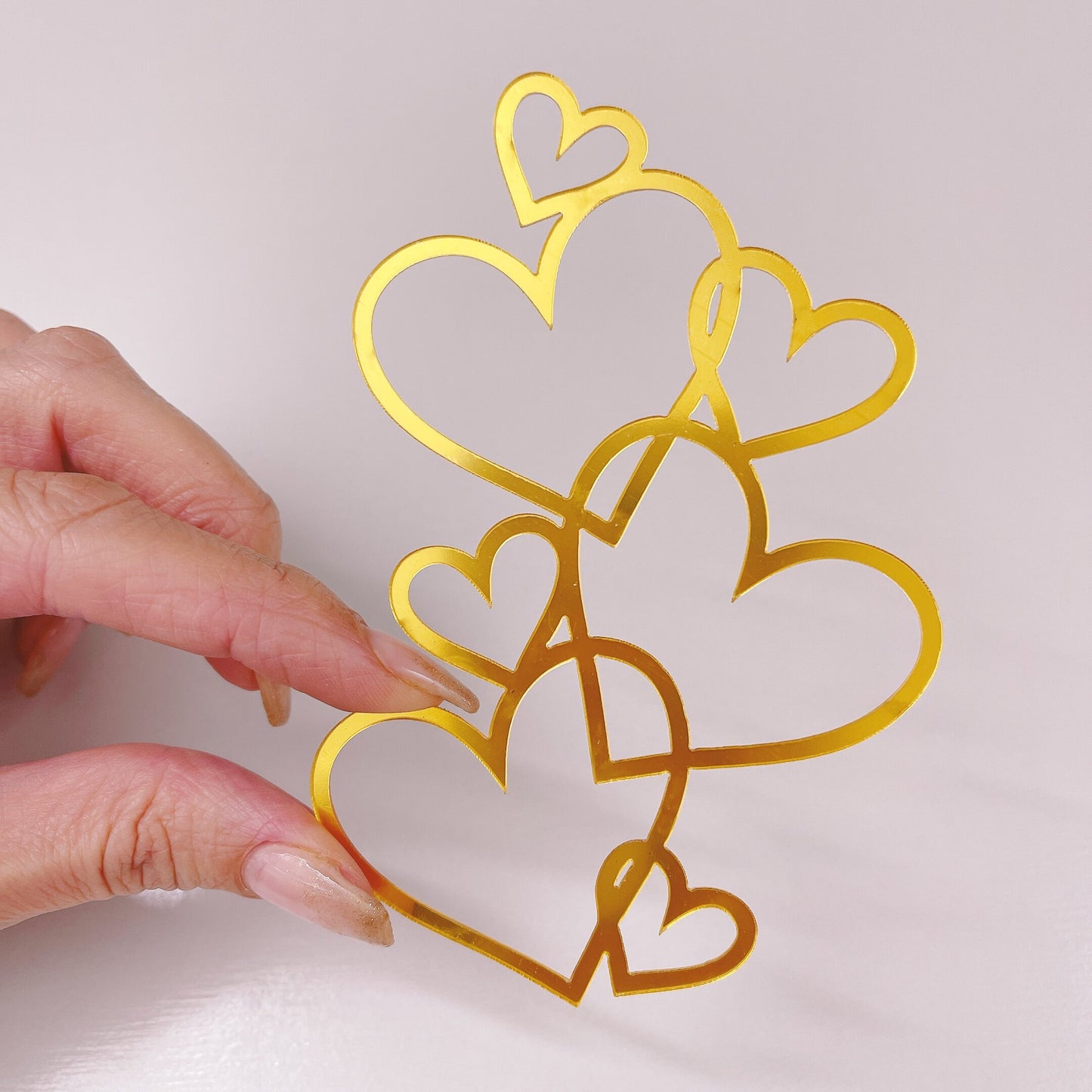 Gold Acrylic Cake Fropper Hearts