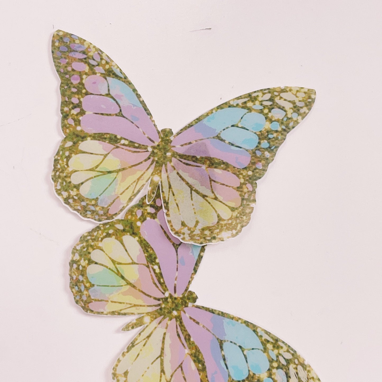 Giant Wafer Paper Butterflies in Pastels and Gold - Set of 2