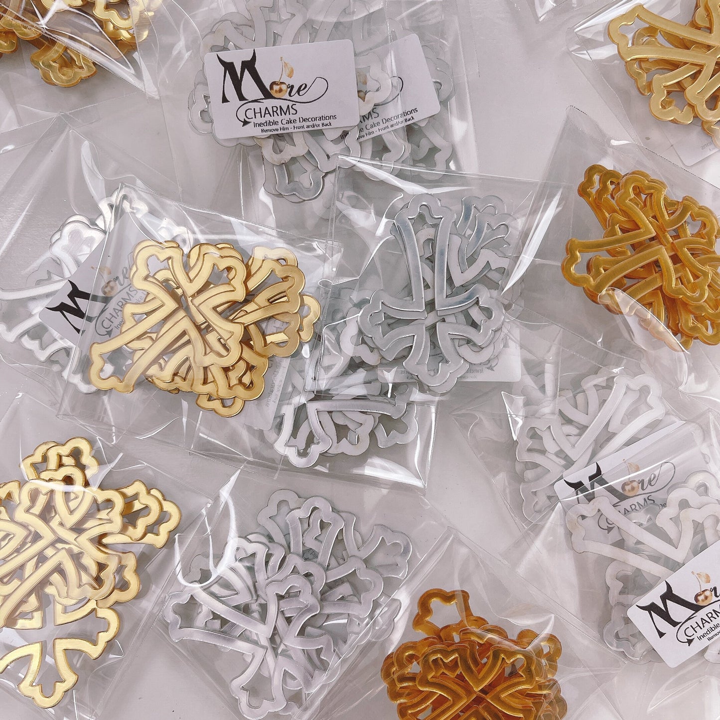 More Charms Acrylic Embellished Cross Pack of 6