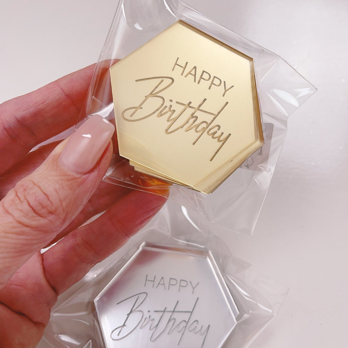 More Charms - Happy Birthday - Capitals and Script - Hexagonal