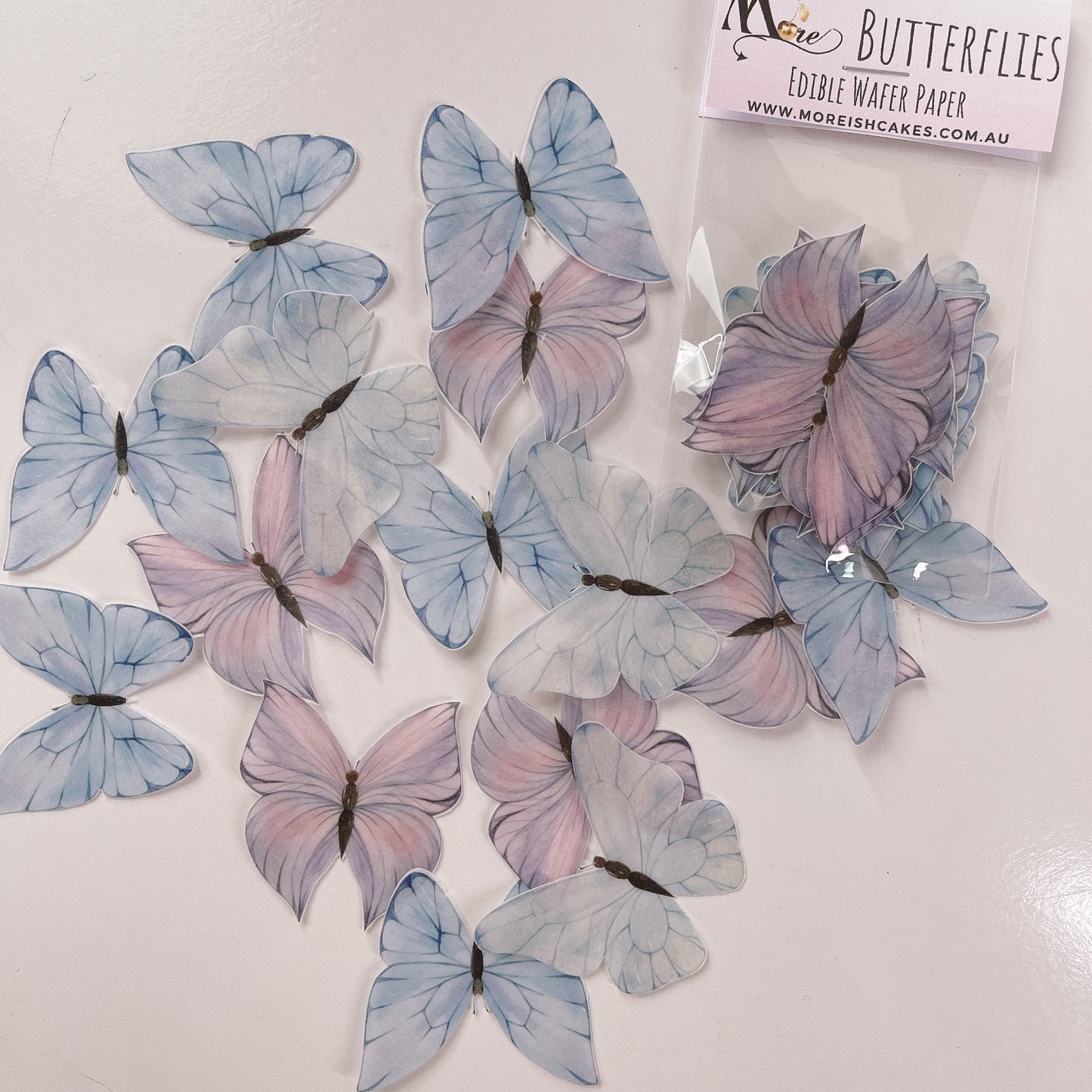 Wafer Paper Butterflies Abstract Blue and Purples  24 PreCut Edible