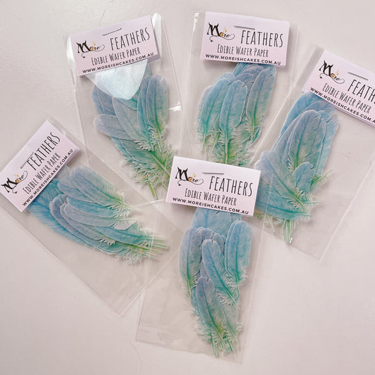 More Wafer Feathers - Blue/Green - Pack of 15 - Various Sizes