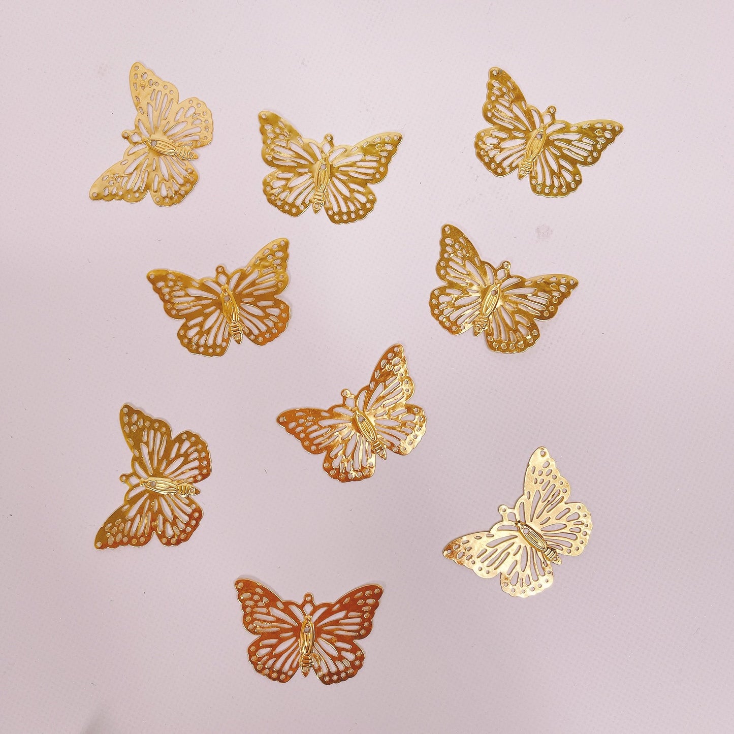 More Decos Sweet Butterflies 2.6cm x 3.8cm35mm Gold, Satin Gold or Silver Wing Span Pack of 10