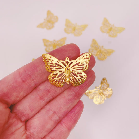 More Decos Sweet Butterflies 2.6cm x 3.8cm35mm Gold, Satin Gold or Silver Wing Span Pack of 10