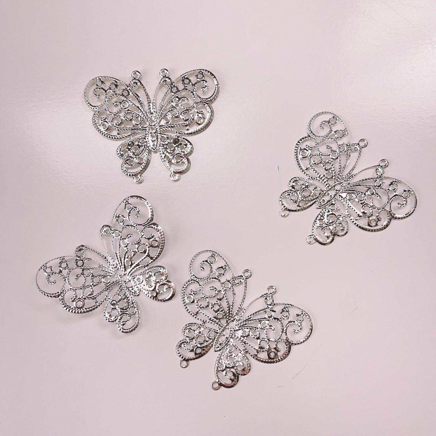 More Decos Giant Silver Arched Butterflies 6.5cm x 5.5cm Wing Span - Pack of 5