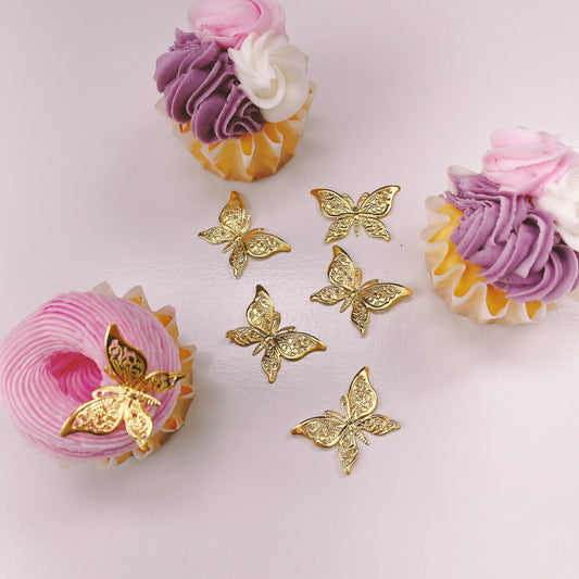 More Decos Filagree Gold or Silver  Arched Butterflies 2.6cm x 4cm Wing Span Pack of 10