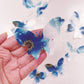Wafer Butterflies Blue and White Water Colour Abstract Set of 10