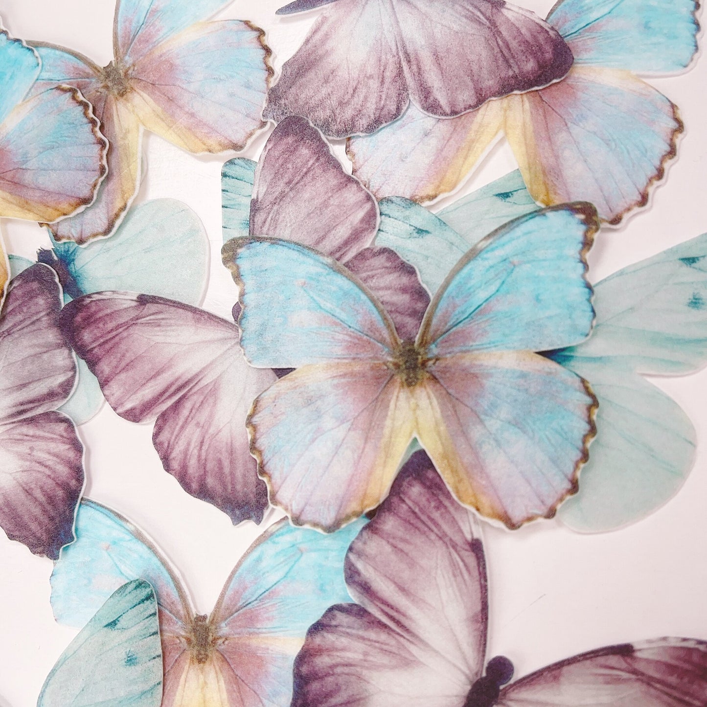 Wafer Paper Butterflies Shades of Blues 15 PreCut Edible
