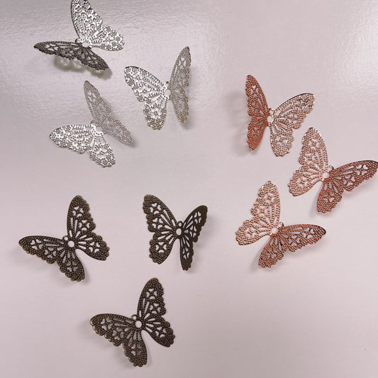 More Decos Flat Butterflies 32 x 26mm Wing Span Various Metallics Packs of 10