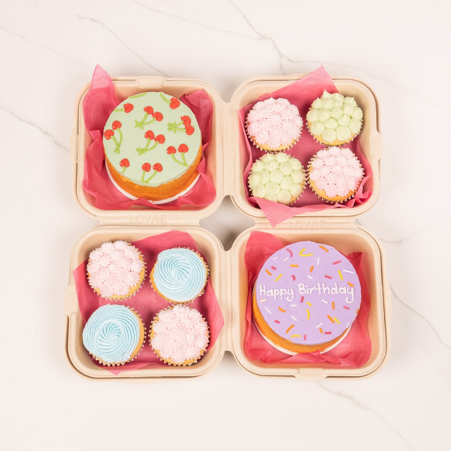 Loyal Cake On The Go - Compostable Bento Boxes - Size: 15 x 15 x 7.5cm