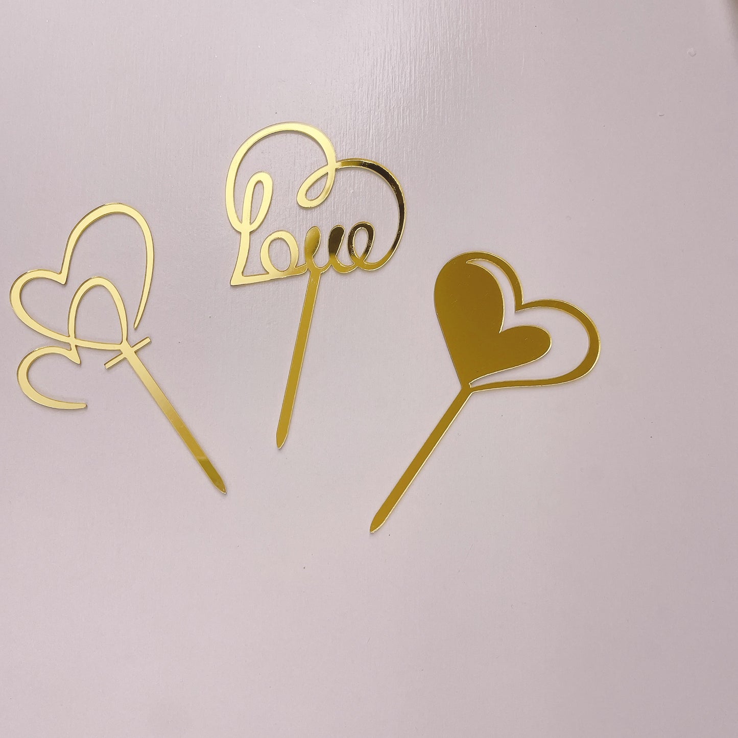 Love set of 3 Gold Acylic Toppers
