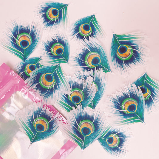 Wafer Paper Peacock Feathers